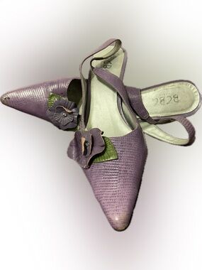 BCBG Purple Leather SlingBack Heels